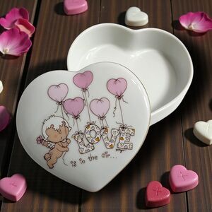 Vintage Bumpkins Valentine Trinket Box Cupid Heart Porcelain George Good Hearts